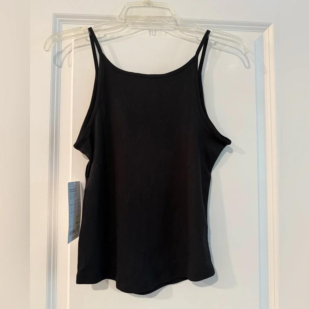 Athleta Black Signature Ribbed Thin Strapped Tank Top Sz S - Picture 3 of 5